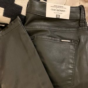 Skinny black coated Zara jeans